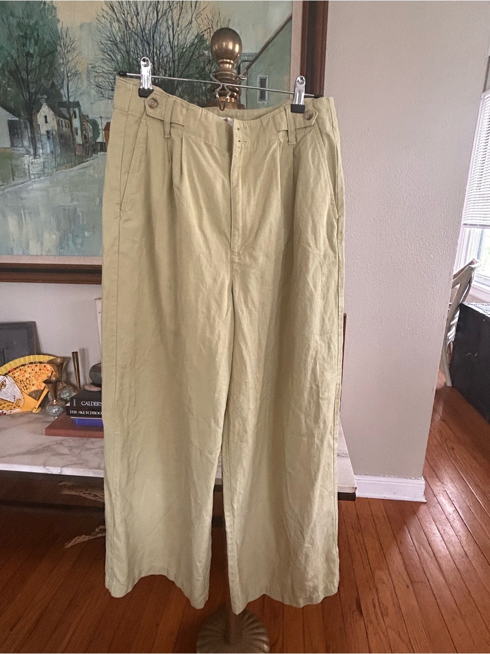 Madewell Harlow Wide-Leg Pants in Pale Pear green